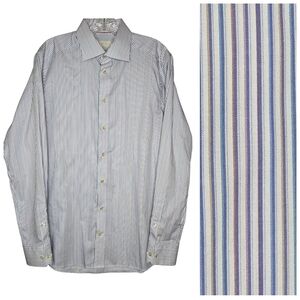 Mens ETON long sleeve shirt size 40/15 3/4 contemporary‎ Fit Multi Color Stripes
